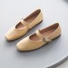 Женские туфли на плоской подошве 2024 года, весна, новые модные женские балетки с квадратным носком, однотонные простые неглубокие женские туфли