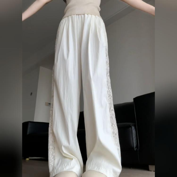 Винтажные кружевные брюки в стиле пэчворк, женские летние свободные повседневные брюки с широкими штанинами для улицы