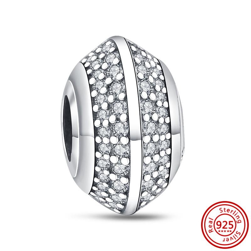 S925 Стерлингового Серебра Прозрачный Циркон Снежинка Гербарий Сверкающие Бусины Паве Подходит Оригинальный Браслет DIY Изящные Ювелирные Изделия