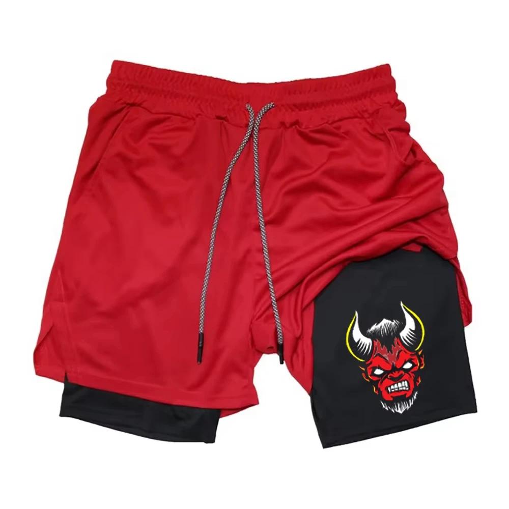 Demon Devil Satan Muay Thai Kick Boxing MMA Shorts Men Women Unisex Casual Sportswear Double Layer Quick Dry Training Sport Gym Fitness Workout