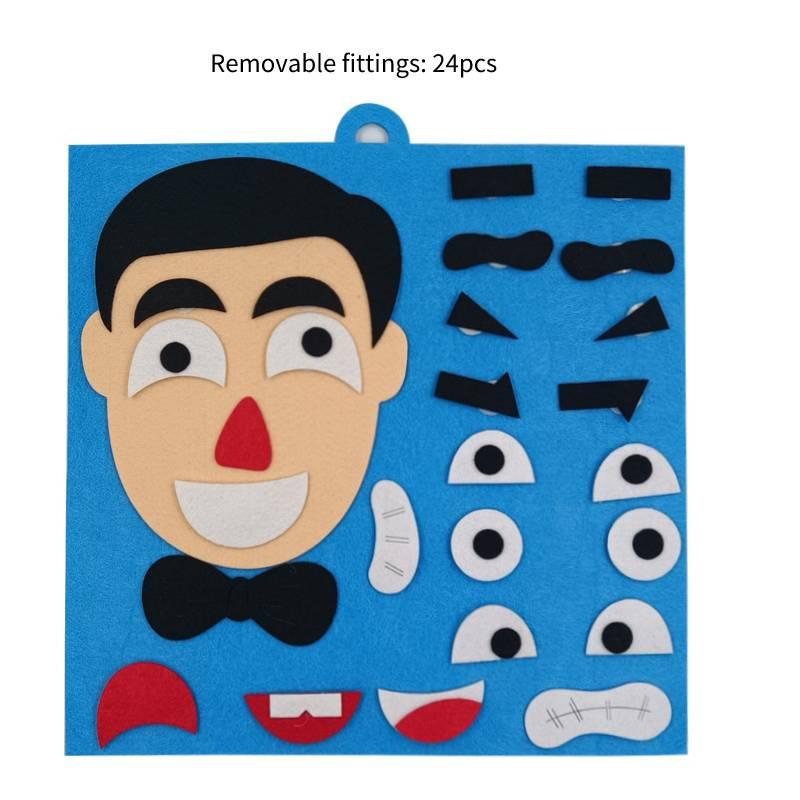 Набор фетровых пазлов для изменения эмоций для детей, сделай сам, нетканый материал с чертами лица