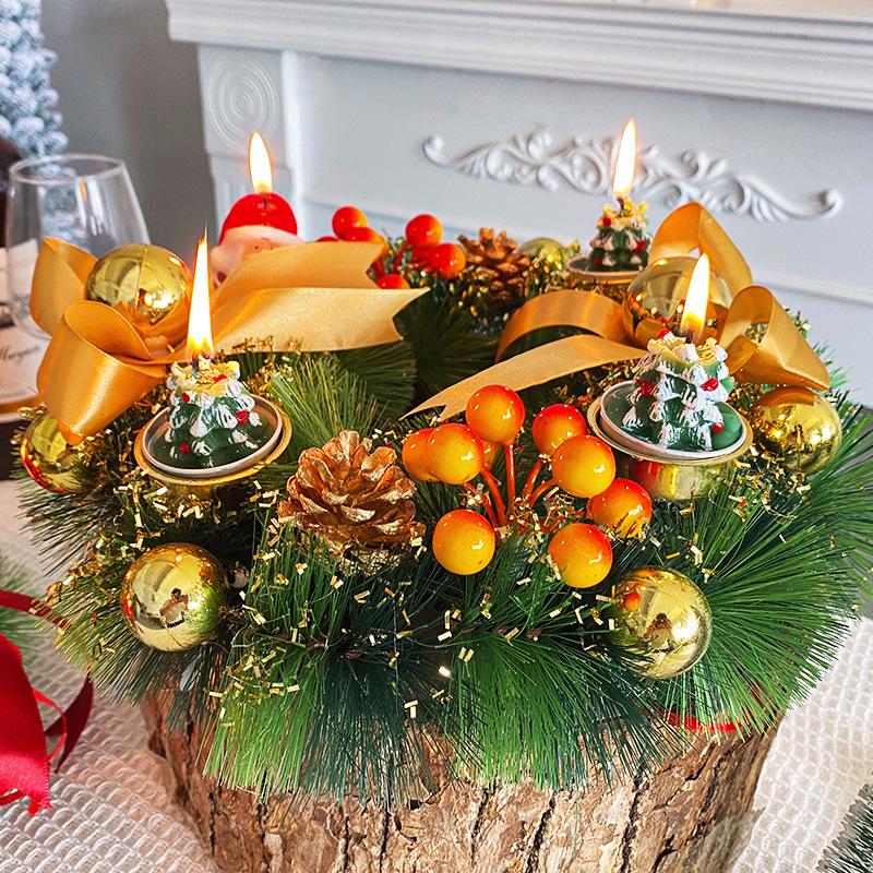 Чжунран Рождественский подсвечник Венок Венок Рождественское украшение Оконный реквизит Настольная свадебная композиция