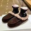 Теплые туфли Мюли на плоской подошве для женщин, универсальные модные пушистые тапочки для женщин 2025 осень и зима, ленивые туфли на одной педали для женщин