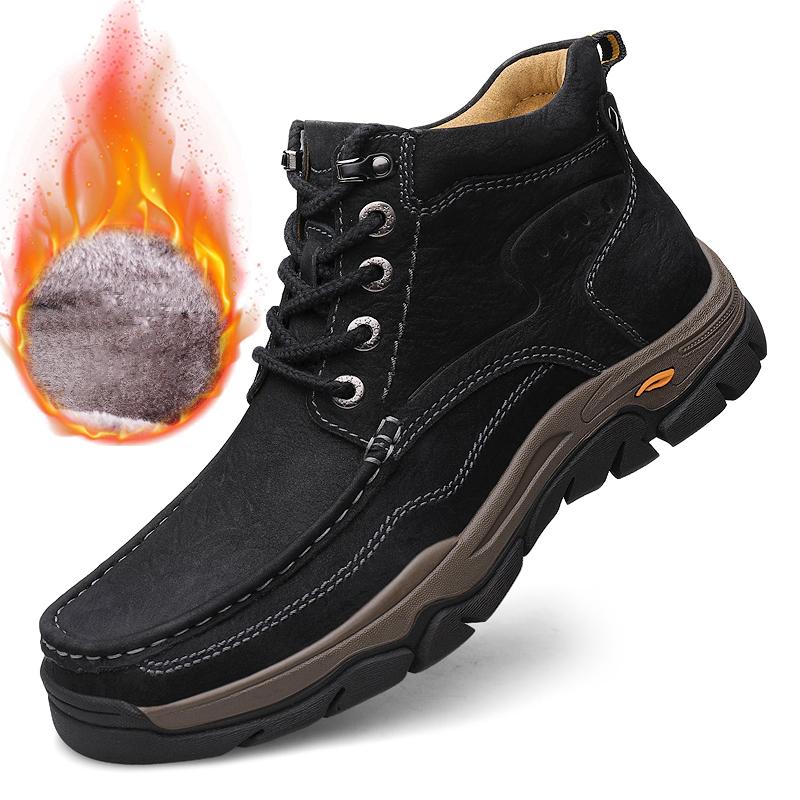 Мужская обувь из натуральной кожи, кроссовки, водонепроницаемые уличные мужские ботинки, зимние мужские походные ботинки