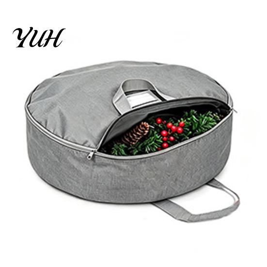 Dustproof Holiday Decoration Bin Large Round Garland Storage Bag, Waterproof Oxford Container with Organizer Bag Reinforced Handles, Tear-Resistant