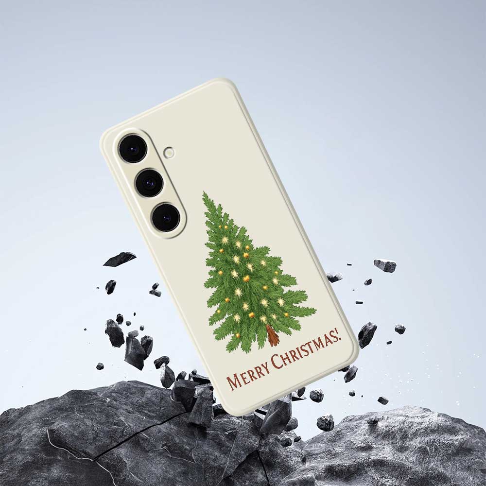 For Samsung Galaxy S25+ Case Christmas Tree Pattern Printing Straight Edge TPU Phone Back Cover
