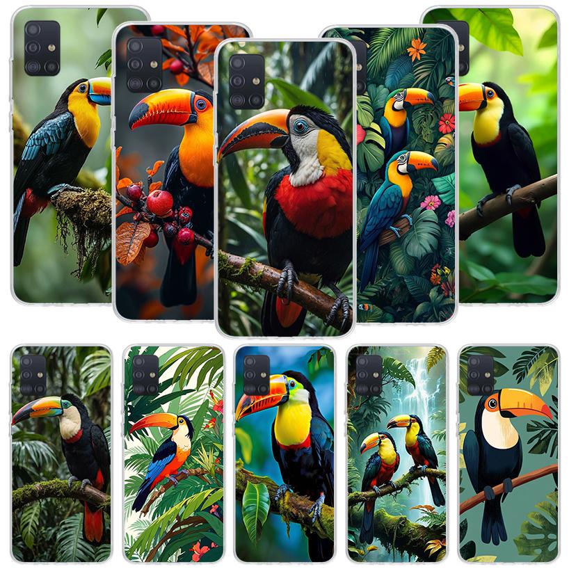 Tropical Toucan Phone Case For Samsung Galaxy A52 A32 A22 A12 A02S A50S A30S A51 A31 AA71 Note 20 Ultra 10 S10 Plus Galaxy A52 A