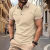 Business Short Sleeve Polo Shirt Striped Men Shirt Breathable Lapel Button Casual Top T-Shirt Summer Fashion Men's Polo Shirt