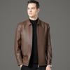 Genuine Soft Leather Jacket for Men In Autumn and Winter Plus Velvet Lapel Leather Jacket for Middle-aged and Elderly Men Sheepskin Jacket for Dads