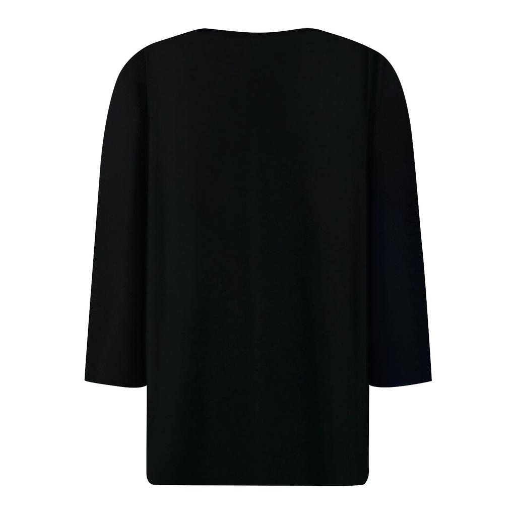 Жен. Футболка Футболка С принтом Пуговицы Рукав 3/4 Повседневные Выходные Мода Классический V-образный вырез Обычный Топ