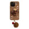 Замшевый мультяшный сосиска Подходит для iPhone16 Чехол для iPhone 15pro Max Подставка 14 Плюсовый шнурок 13