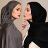 Ramadan Polyester Jersey Hijab Scarf Long Muslim Shawl Plain Soft Turban Tie Head Wraps For Women Africa Headband 180x80cm