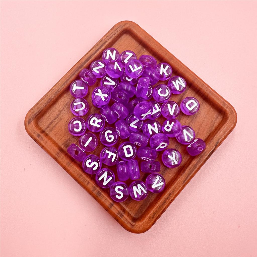 100Pcs 7mm DIY Crafts Transparent Letter For Jewelry Making Loose Beads Necklace Bracelet Pendant Wholesale