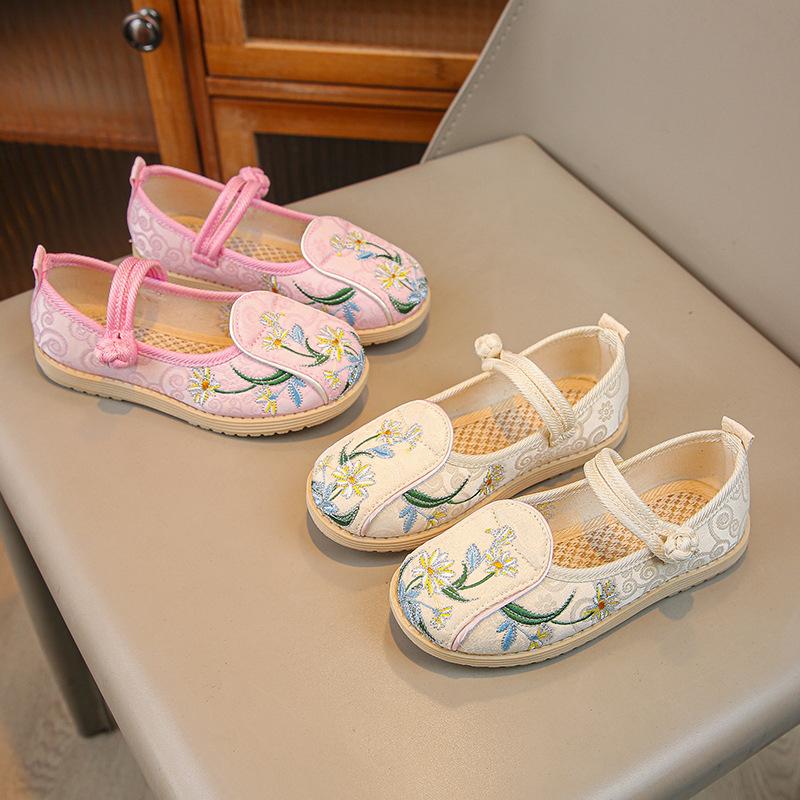 Детская обувь ханьфу, новые весенние и осенние туфли для девочек в старинном стиле с вышивкой, туфли принцессы ханьфу из ткани