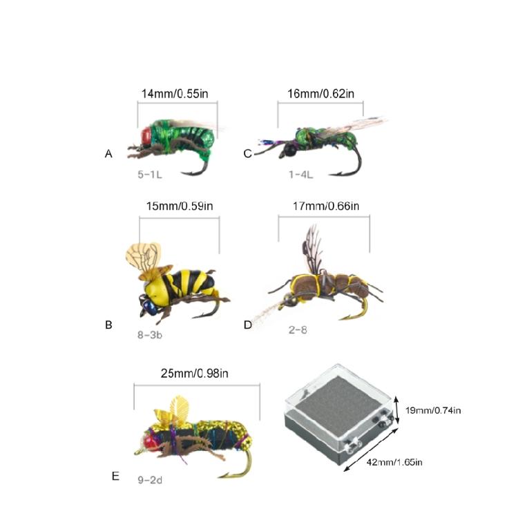 2pcs Fly Bees Floating Lure with Box Artificial Insect Lures Attractant Baits Fishing Tackle Gear Fly Fishing Hook Baits