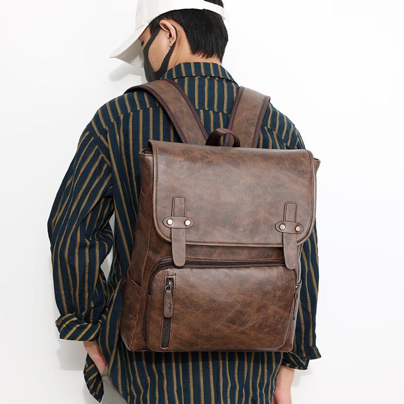 Мужской винтажный мягкий кожаный рюкзак Walnut Heim