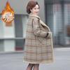 Зимнее плюшевое пальто для пожилых мам среднего возраста, большой размер, толстое теплое длинное шерстяное пальто, модная женская клетчатая парка, куртка 8XL 9XL