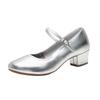 Женские серебристые туфли на среднем каблуке из мягкой кожи для бальных танцев