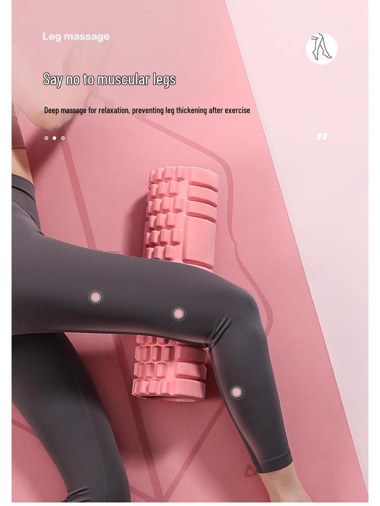 Pink EVA Foam Yoga Massage Roller with Textured Design
