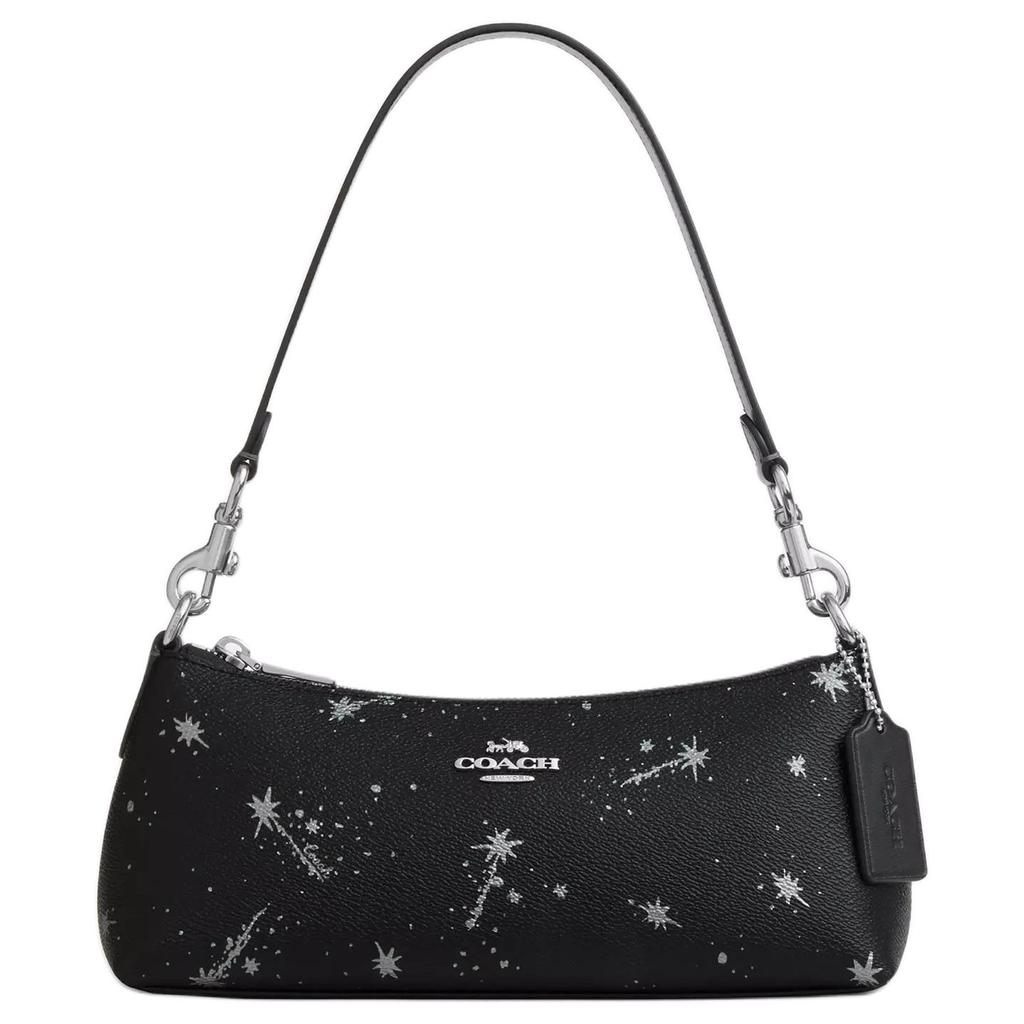 Coach Шарлотта 25 Сумка на плечо из гладкой кожи с принтом звезд Женская сумка на плечо Черная CCL41-SVA47