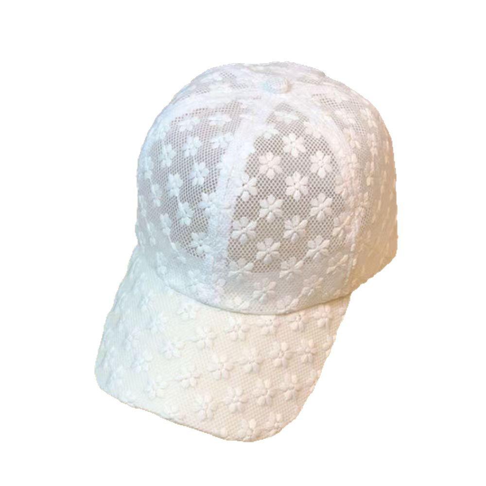 Women's Summer Lace Cap with Embroidered Flowers – Breathable, Mesh Baseball Design, Korean Style Sun Hat