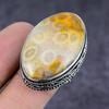 Fossil Coral Gemstone 925 Sterling Silver Gift Jewelry Ring Size 10