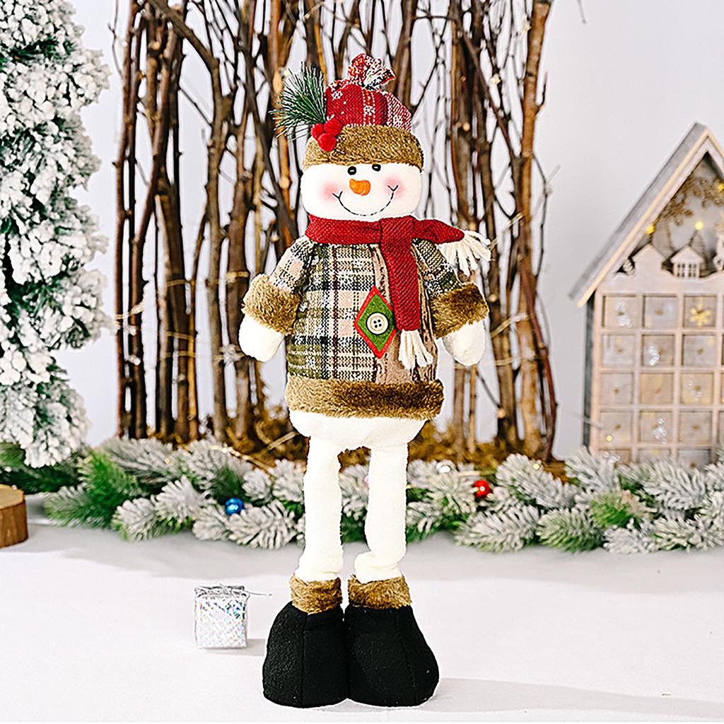 Рождественская выдвижная кукла орнамент Лось Снежинка Плед Решетка Ткань Выдвижная кукла Украшение окна