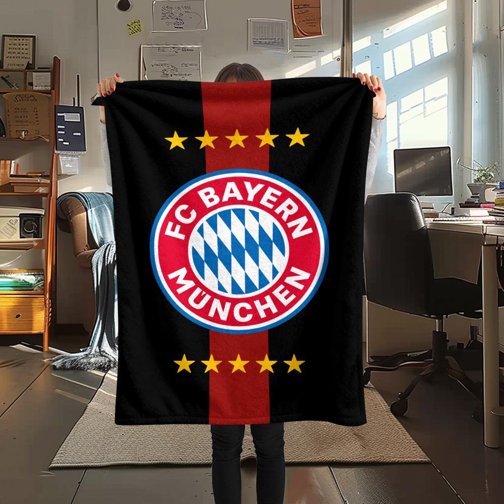 1Pc FC Bayern München Print Flannel Blanket High Quality Warm Comfortable Cover for All Seasons Perfect for Gifts Home Decor