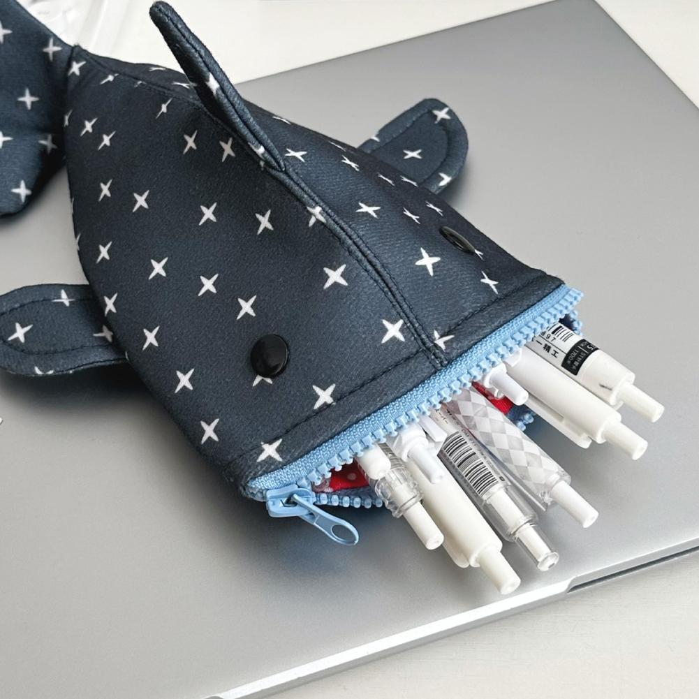 Смешной пенал в виде акулы, синий пенал большой вместимости на молнии, органайзер для маркеров и канцелярских принадлежностей, сумка для ручек для студентов и мальчиков, подарок