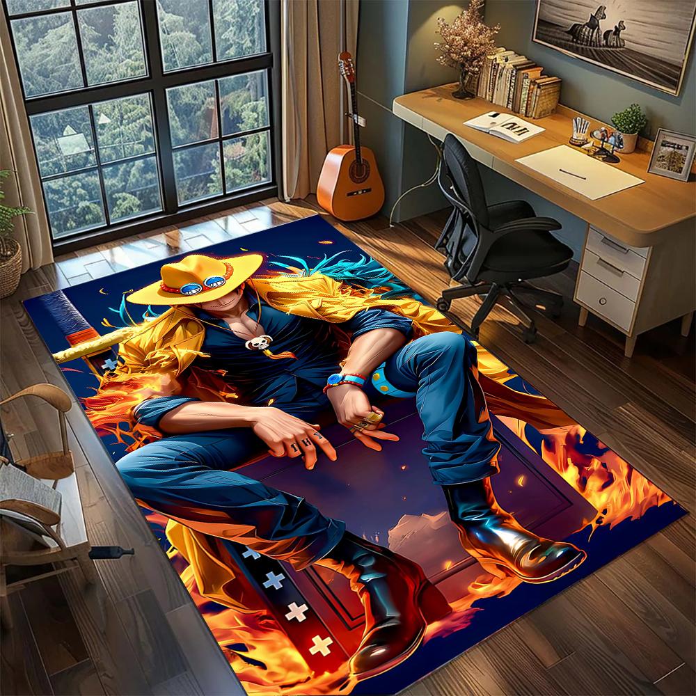 One Piece ASL Brothers Luffy Ace Sabo Rug Carpet Large Area Rug Non Slip Washable Floor Mat Gamer Room Bedroom Home Decor