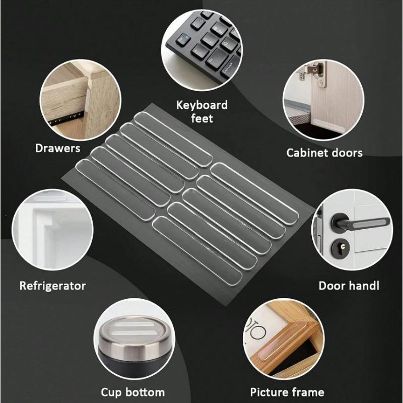 4/200PCS Clear Silicone Furniture Bumpers Strips Cupboard Door Stops Anti-collision Cabinet Fridge Adhesive Mute Buffer Pads