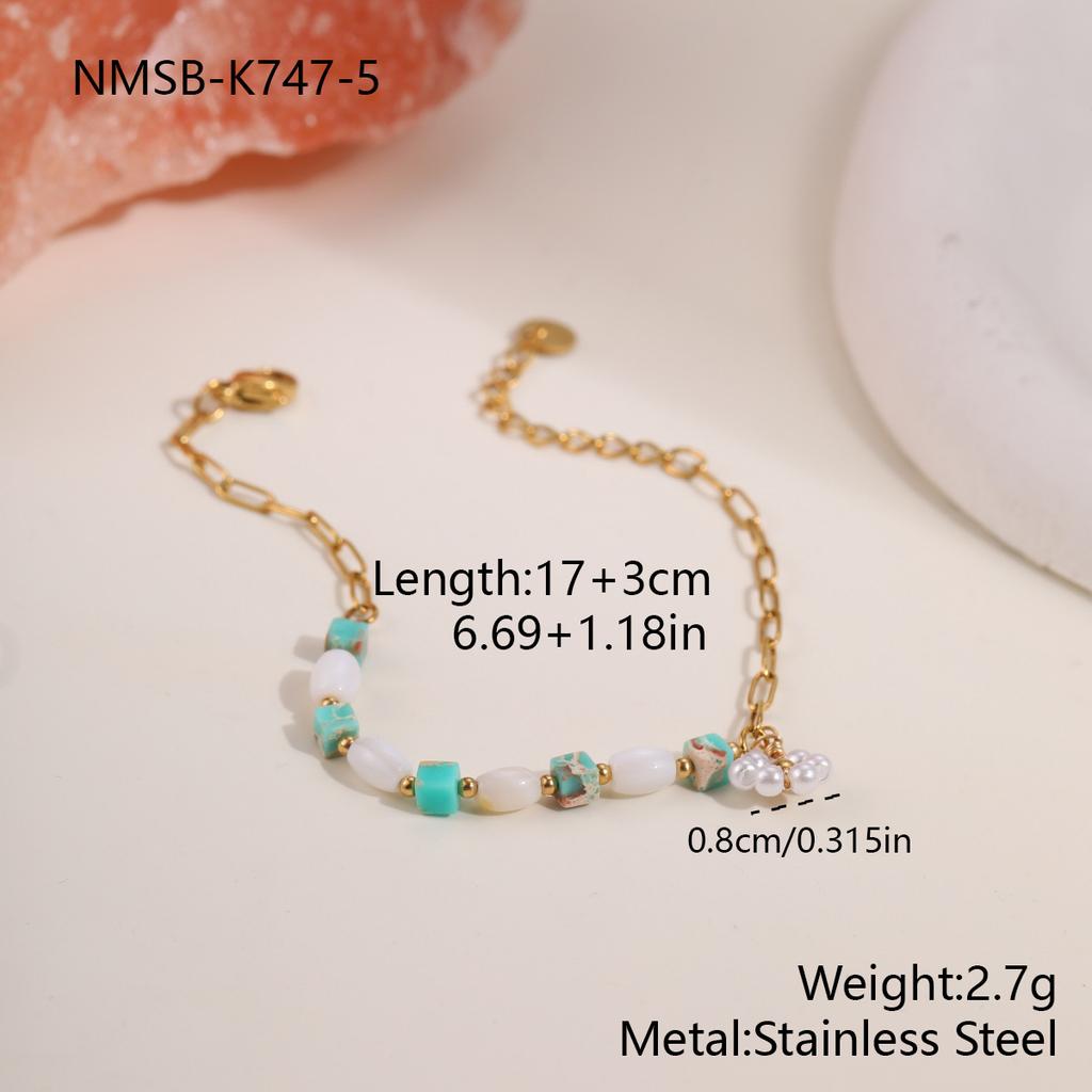 GEMCHIC Women's Colorful Crystal Beaded Bracelet Set Stainless Steel Fashion Jewelry