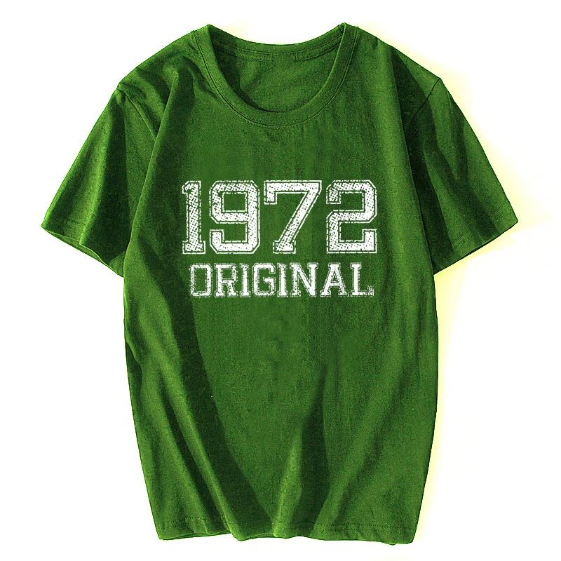 Хипстер Сделано в 1972 Оригинальная винтажная футболка Мужская хлопковая футболка Папа Отец Старая футболка с коротким рукавом Новое поступление Топы