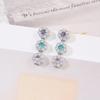 Temperament Elegant Light Luxury Style Platinum-Plated Imitation Zircon Colored Treasure Earrings Light Luxury Dinner Imitation Diamond Earrings Women