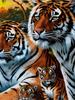 Men'S Outdoor Polo Shirt, Mixed Colors, Multiple Specifications Available, Made of Polyester, Tiger Family Jungle Sunset Design, Comfortable for