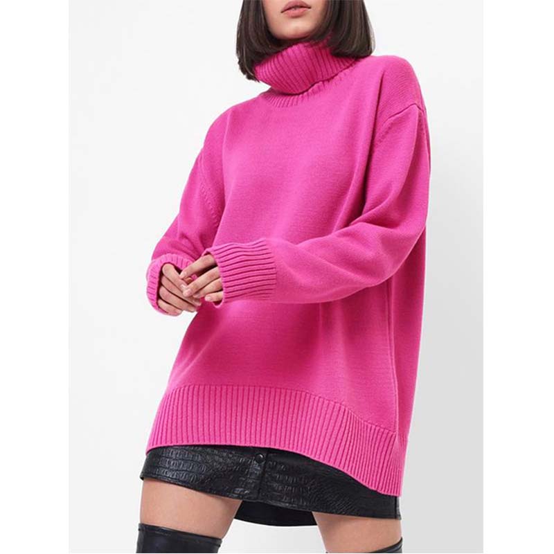 Women's Oversize Sweater Turtleneck Vintage Pullover Jumper Women Winter Thick Warm Knitted Sweater Soft for Women