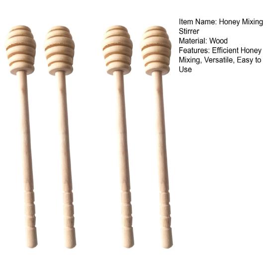 2/4Pcs Wooden Honey Mixing Stirrer Reuse Honey Dipper Sticks Honey Comb Stick Honey Spoon Burr-free Honey Stirring Tool for Honey Syrup Jam