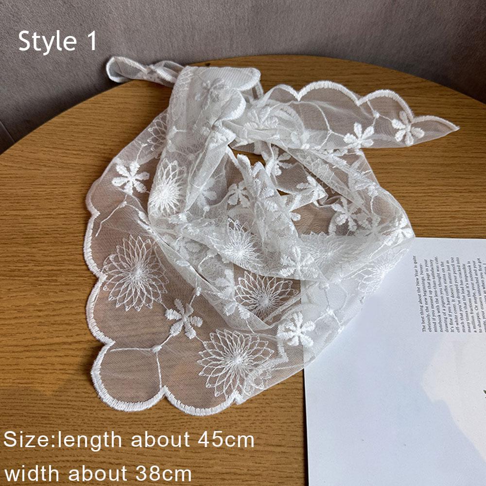 Hollow Lace Triangle Scarf Head Wrap Scarf Office Lady Wrist Hair Tie Bandana Kerchief Women Girl Headscarf Headband Hair Band