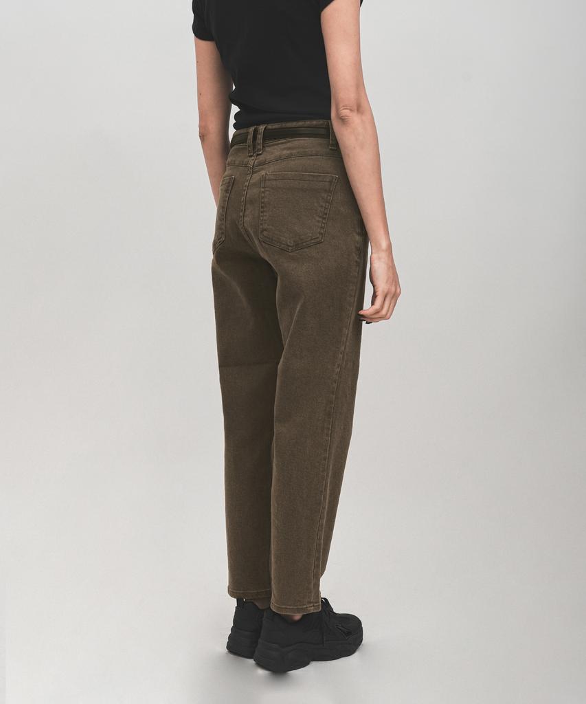 GOLDPERCENT Women'S Chic Brown Tapered Fit Ankle Jeans (Brown, Standard Length, W)