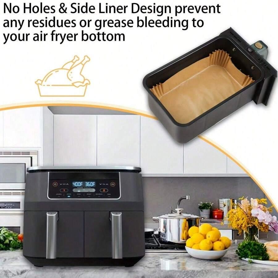 50-200pcs Large Rectangle Air Fryer Disposable Paper Liner Nonstick Airfryer Parchment Special Baking Paper Roasting Baking Mat