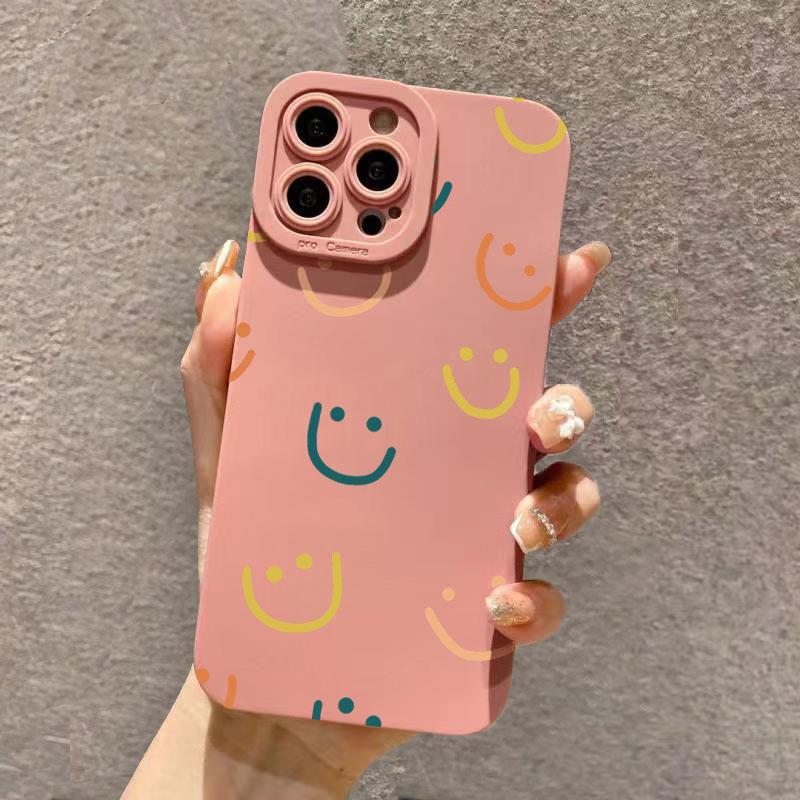 Чехол для телефона для iPhone 17 16 15 14 13 12 11 Pro Max Plus Mini XS X XR 16e Милый дизайн с улыбкой и сердечком Конфетный мягкий силиконовый чехол
