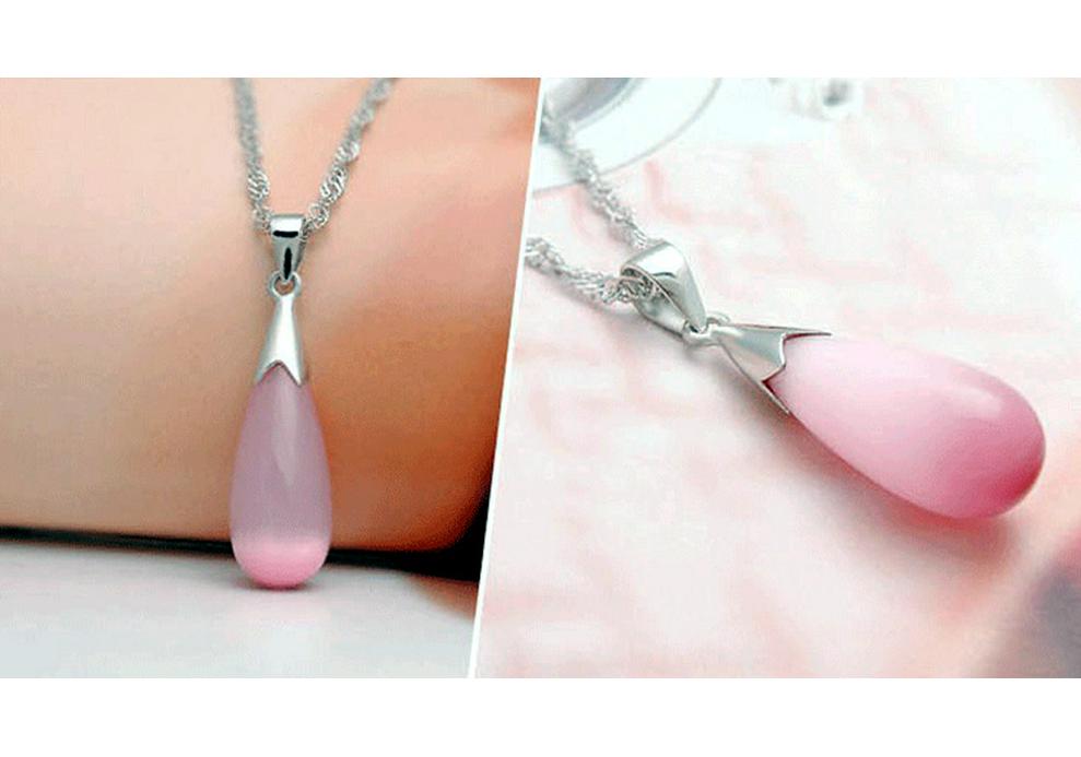 Серебряный кулон-капля с кошачьим глазом S925 в корейском стиле, ожерелье для женщин