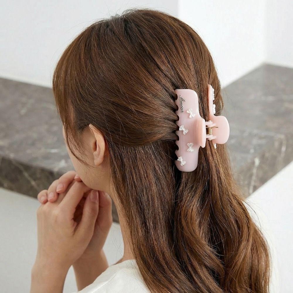 Plastic Bow Hair Claw PC Large Shark Clip Personalized Bowknot Hair Clip Streetwear
