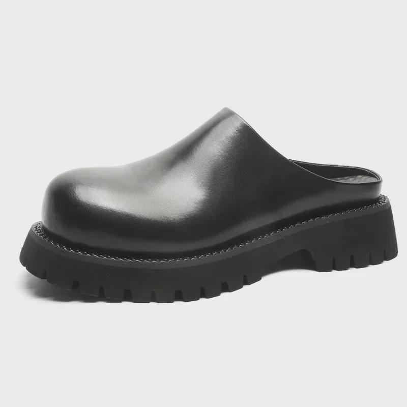 Мужские босоножки-полусапожки из матовой кожи на толстой подошве 2024 года