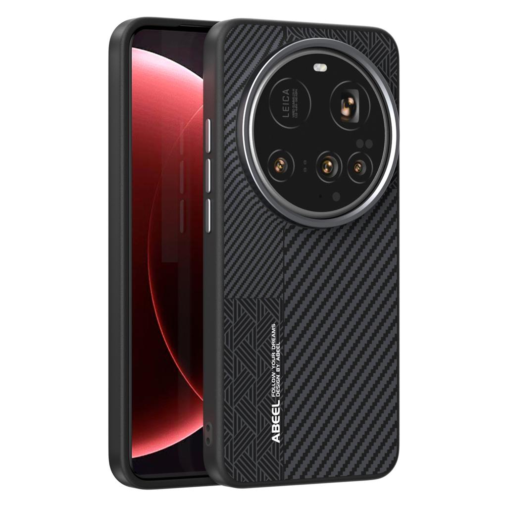 ABEEL Магнитный чехол для Xiaomi 15 Ultra, PC + TPU + Алюминиевый сплав + ПУ кожа, Тонкая задняя крышка для телефона