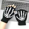 Warm Knitted Gloves Women Emo Half Finger Glove Skull Cycling Gloves Grunge Accessories Gothic Aesthetic Punk Rock Mittens Men