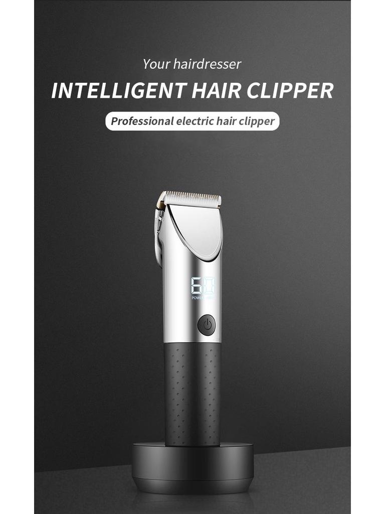 Rechargeable Electric Hair Clipper with LCD Display - Professional Haircut Set