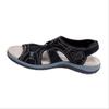 New slope heel sandals round head Velcro retro one-word large size beach solid color sandals women