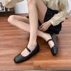 Grape Mother Spring New Flat-soled Single Shoes Women's 2025 Korean Version Inner Height Increase Soft Leather Shallow Mouth Women's Shoes Flat-soled