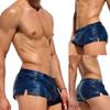 Men Low Rise Sides Slit Shorts Swimming Trunks Solid Color Slim Fit Glossy Underwear Vacation Beach Pool Party Nightclub Costumes